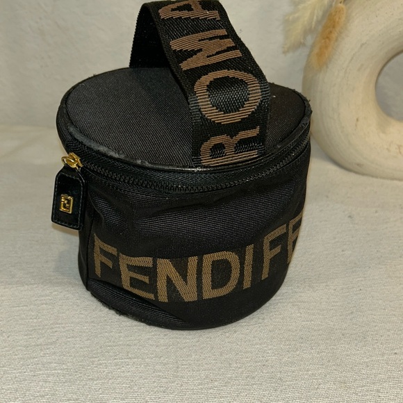 FENDI Handbags - FENDI Vanity Cosmetic Pouch Canvas Black Auth 54858